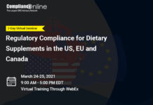 ComplianceOnline Announces 2-Day Seminar on ‘Regulatory Compliance for Dietary Supplements in the US, EU & Canada’