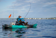 Kayak fishing for stripers in Kennebunkport provides ample early morning action