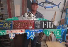 Colorado outdoorsman crafts custom art with license plates